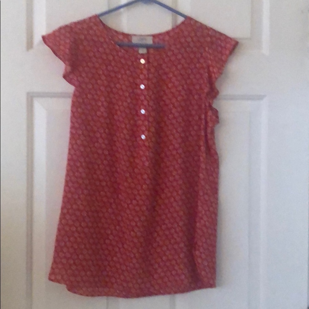 Red and white Loft blouse